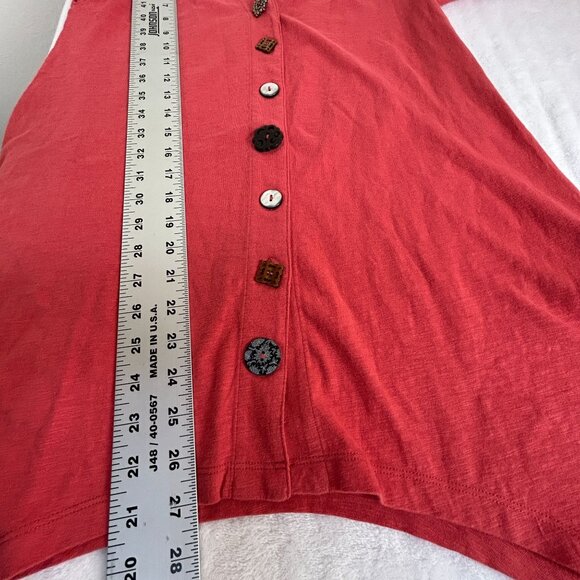 Soft Surroundings Womens Red Button-Front 3/4 Sleeve Swing Tunic Top XS Artsy - Picture 7 of 7